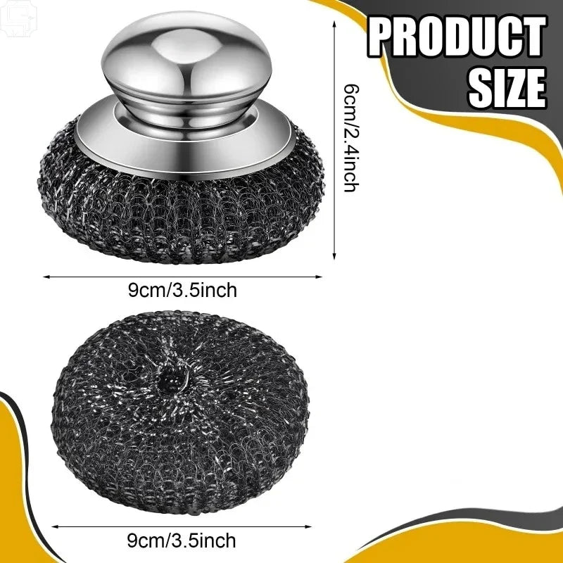 Stainless Steel Pot Brush with Handle – Heavy Duty Scrubber