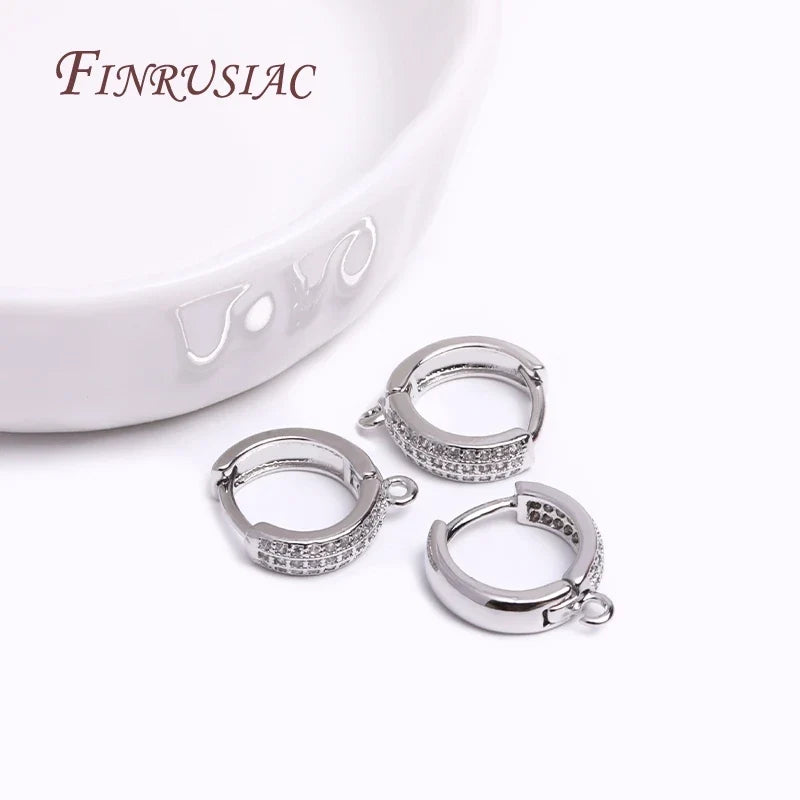 18K Gold Plated Zircon Round Hoop Earring Hooks & Clasps