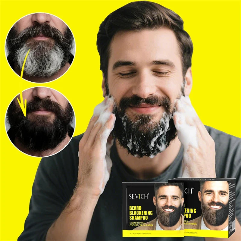 Sevich Black Beard Dye Shampoo – Natural Temporary Color for Men