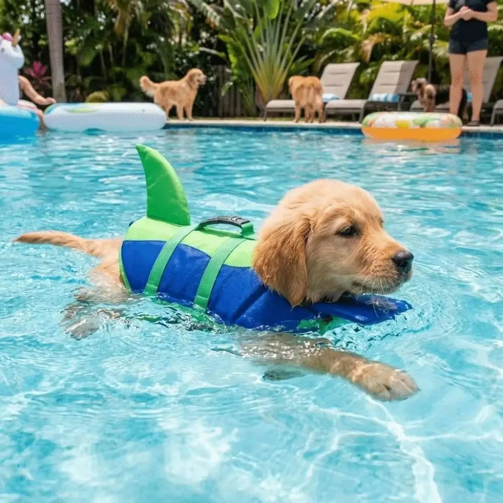 Shark Shape Dog Life Jacket – Buoyancy Swim Vest XS–XXL