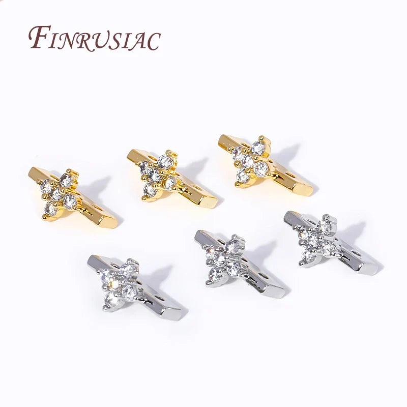 18K Gold Plated Zircon Flower Connector Spacer Beads – DIY Jewelry