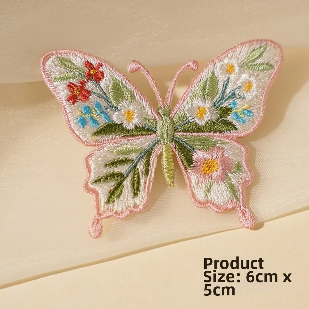 2Pcs 3D Butterfly Embroidery Iron-On Patches – Floral Applique