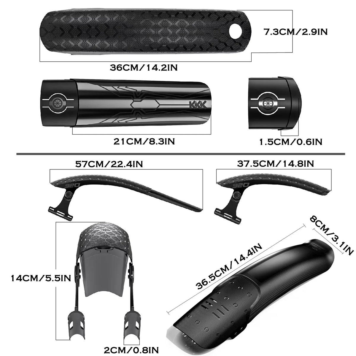 ENLEE Adjustable Bike Mudguard – Front & Rear, 26/27.5/29"