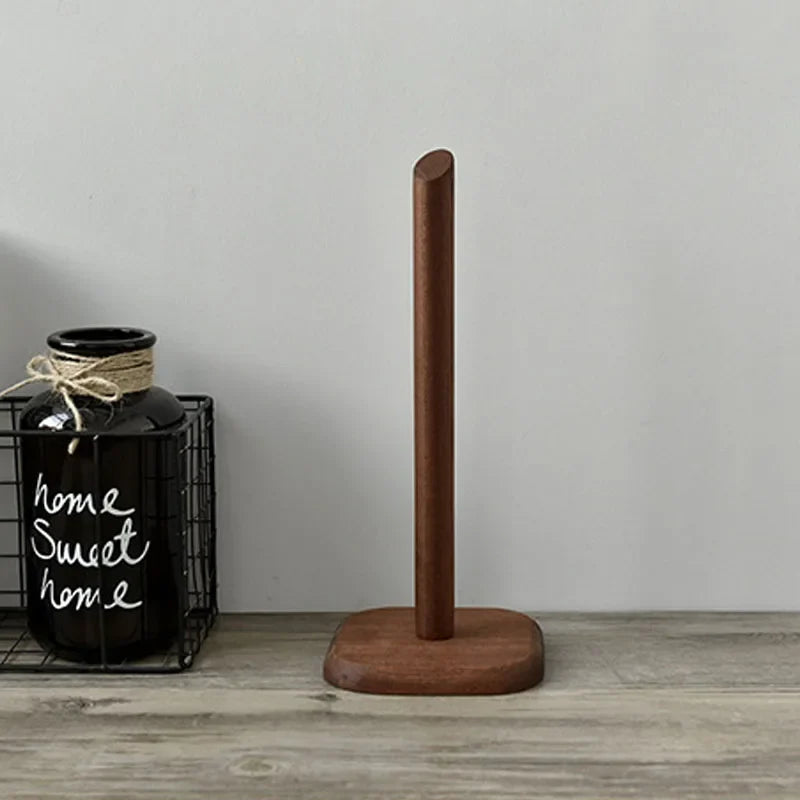 Solid Wood Kitchen Rack – Vertical Tissue & Cling Film Holder