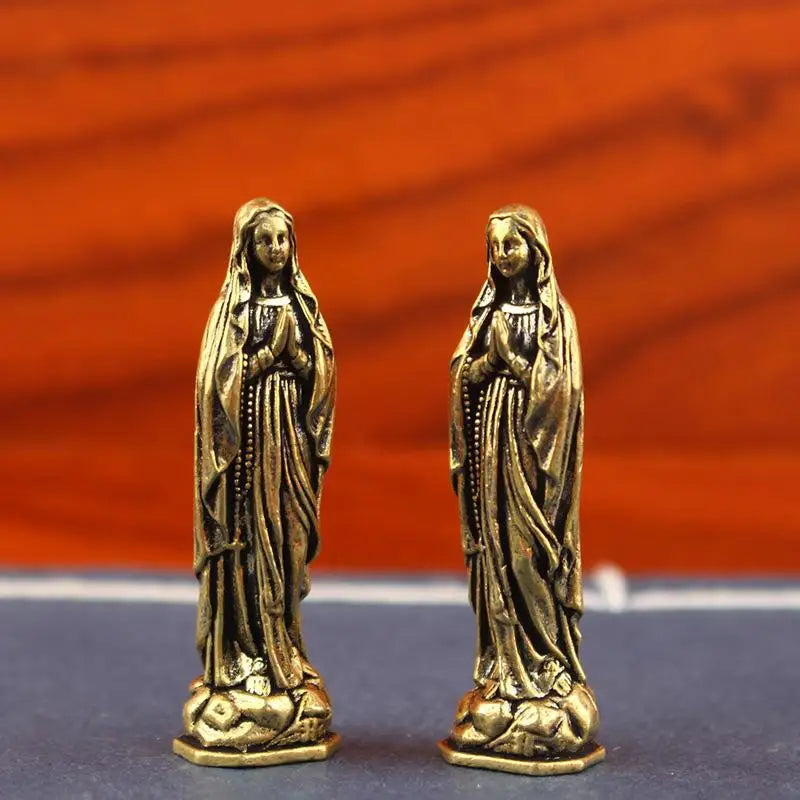 Brass Virgin Mary Figurine Pendant – Vintage Copper Keepsake