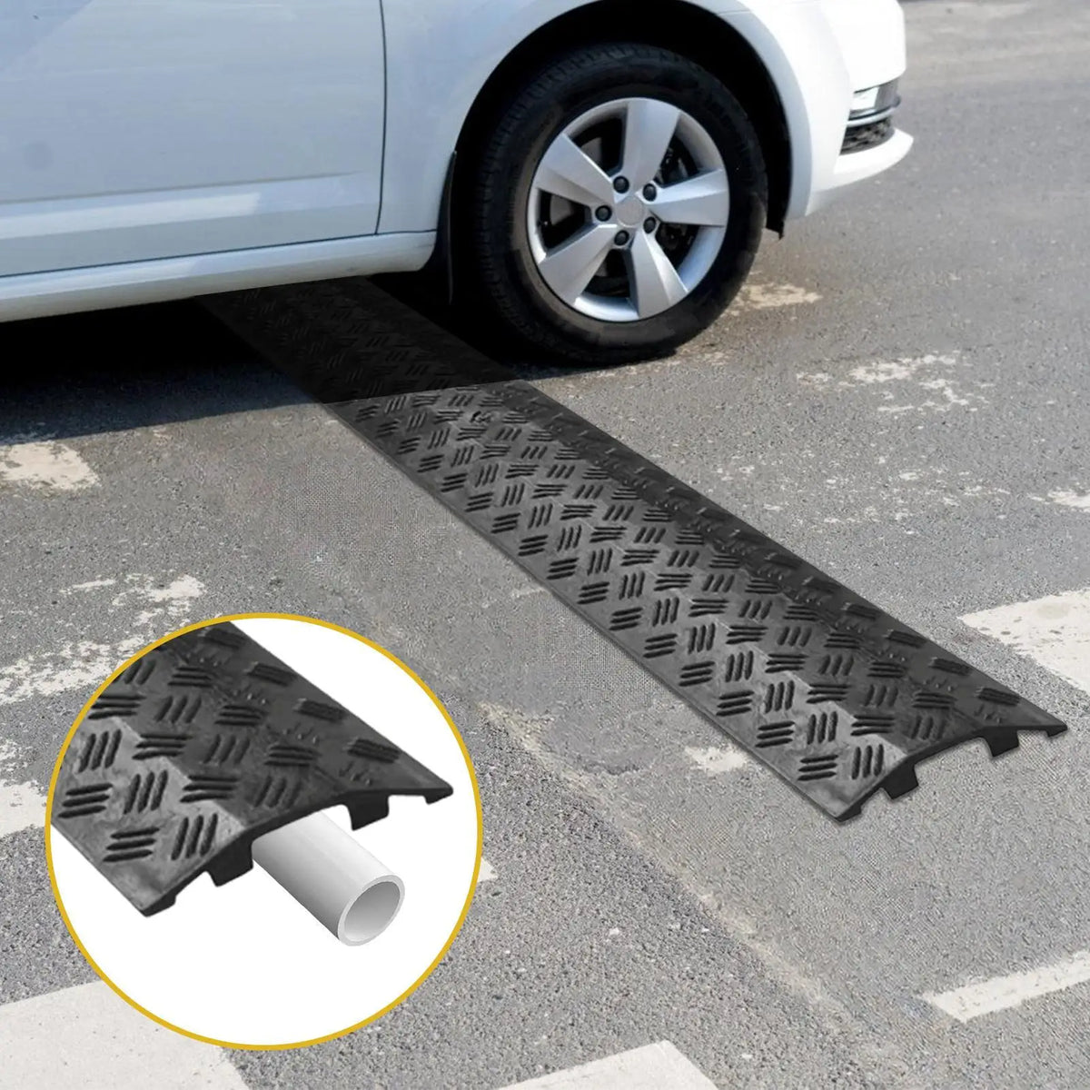 Outdoor Cable Ramp Protector – Weather-Resistant PVC Speed Bump
