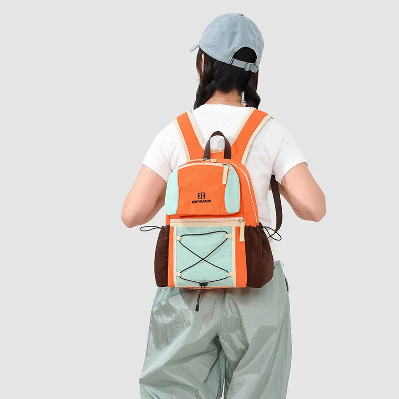 Japanese Color-Block Waterproof Backpack – Unisex Nylon Bag