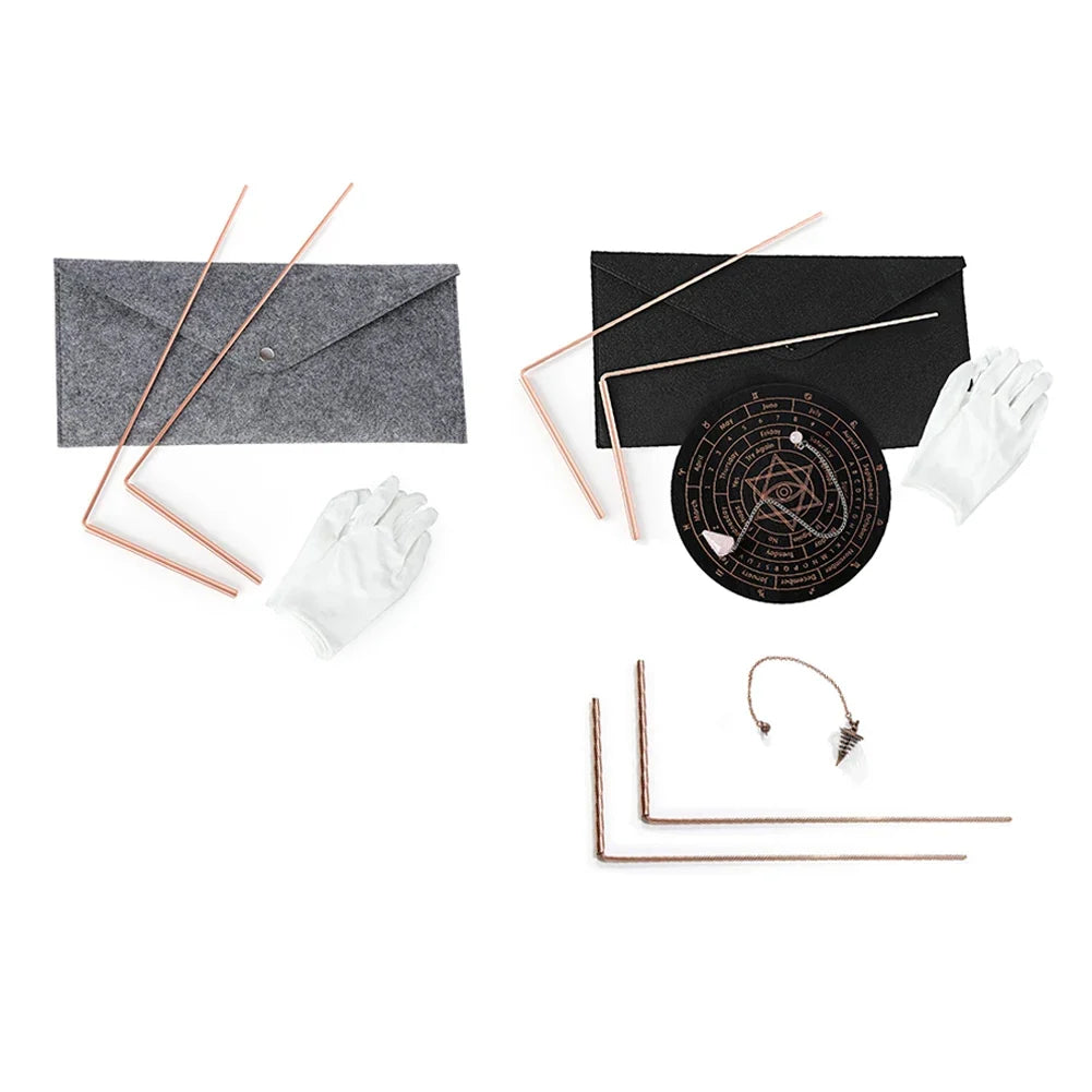 99.9% Pure Copper Dowsing Rods & Divination Pendulum Kit
