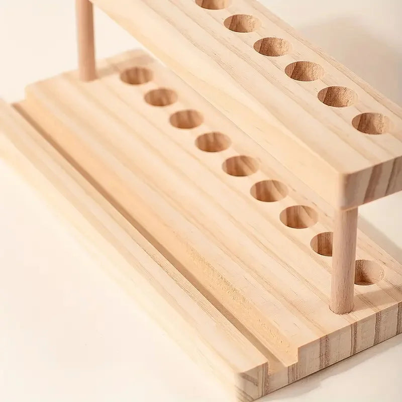 Natural Wood Makeup Brush Holder – Multi-Tiered Organizer