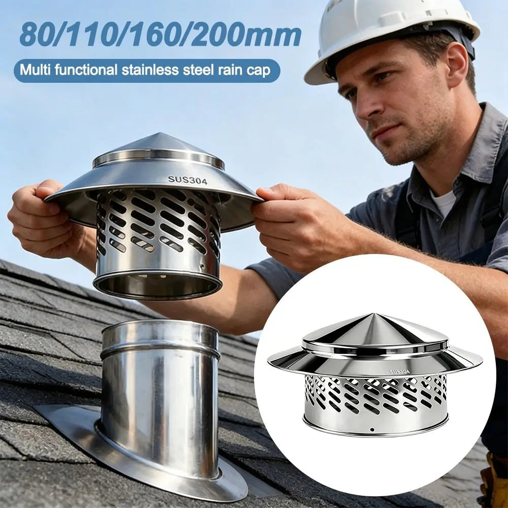 Stainless Steel Chimney Cap Rainproof Cover 80–200mm