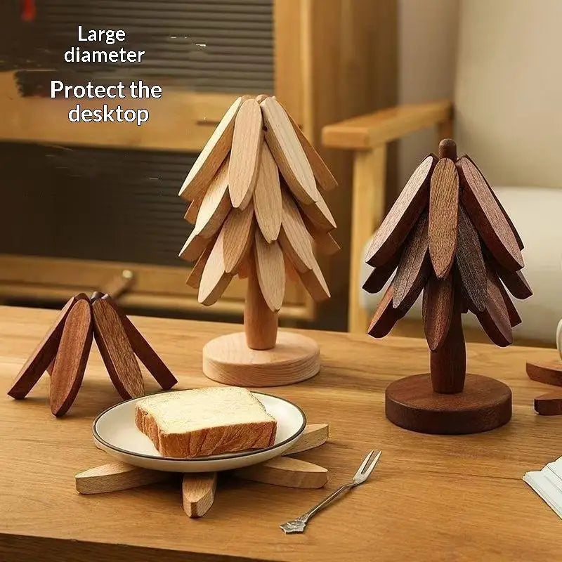 Foldable Bamboo Tree Trivet | Heat Resistant Non-Slip Kitchen Mat