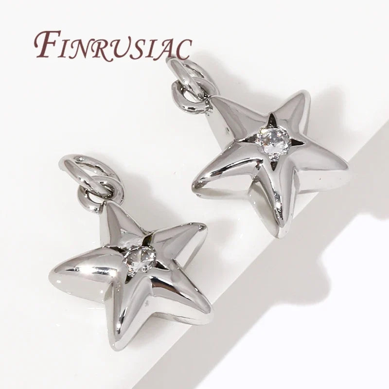 18K Gold Plated Star Charms – Brass Zircon DIY Jewelry Pendants