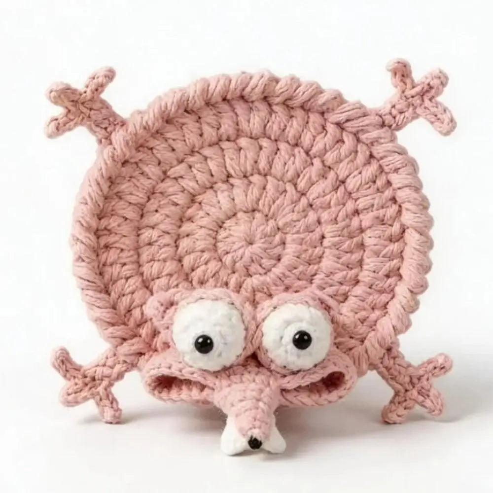 Handmade Crochet Animal Coaster – Cute Knitted Cup Mat