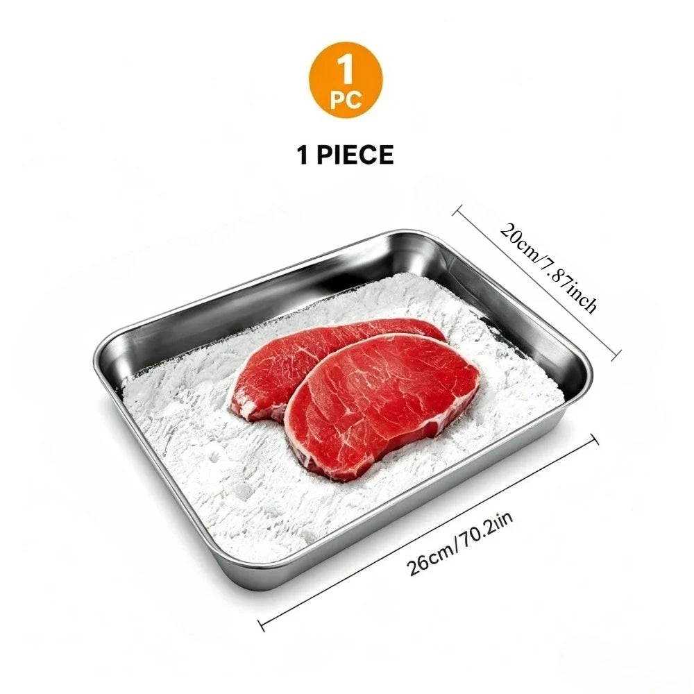 Stainless Steel Breading Pan Set – Food Prep & Marinating Trays