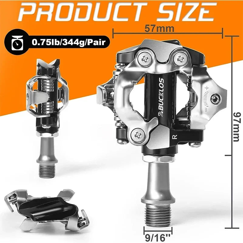 BUCKLOS MTB Self-Locking Pedals SPD Compatible Cleat Pedals