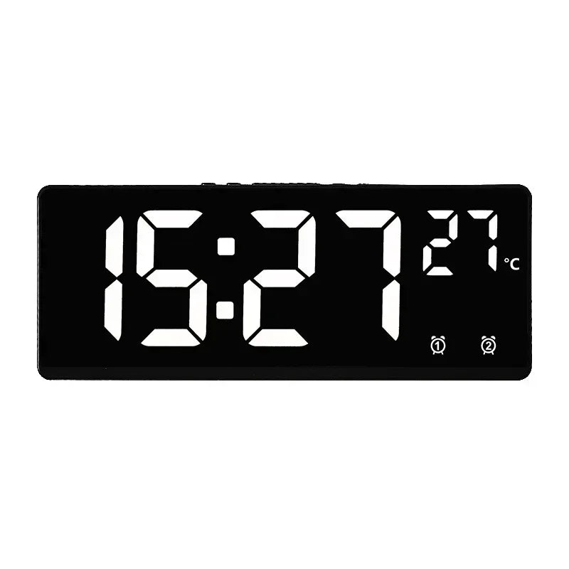 Voice Control LED Digital Alarm Clock – Dual Alarm & Temp