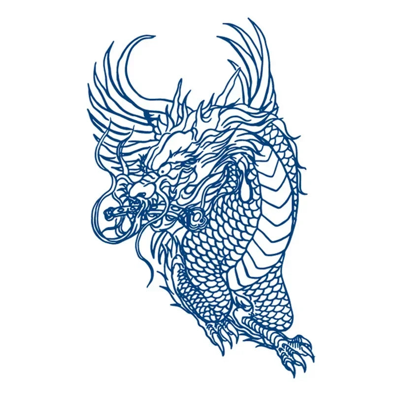 Blue Snake Temporary Tattoo Sticker – Waterproof Body Art