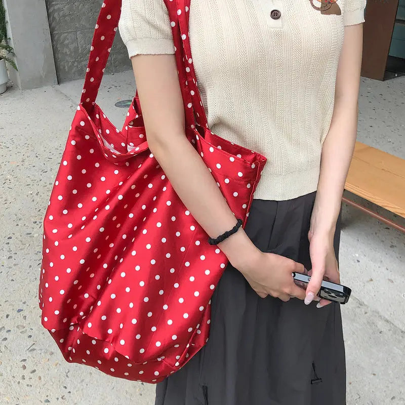Nixie Retro Polka Dot Tote Bag – Large Women's Shoulder Bag