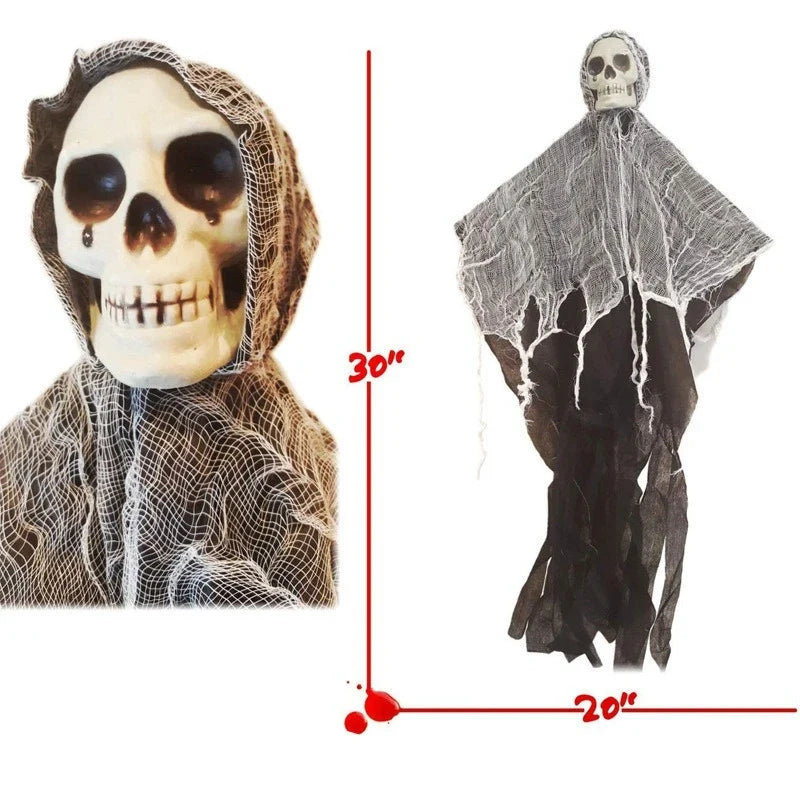 Spooky Skull Halloween Hanging Decoration – Ghost Skeleton Ornament