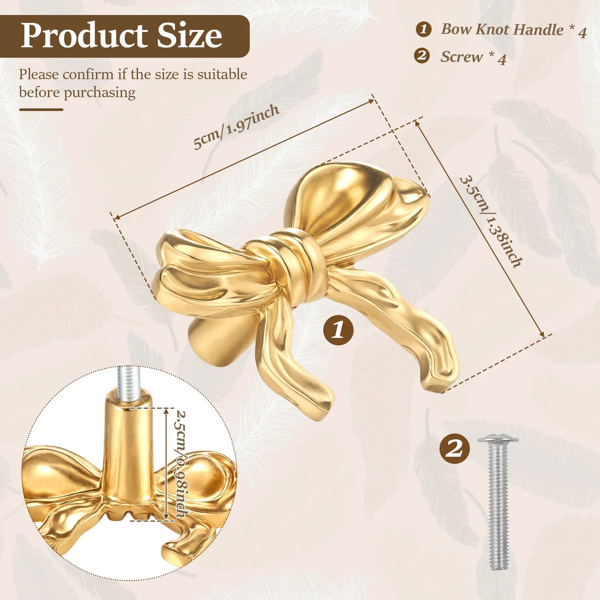 Bow Shape Gold Brass Drawer Knobs | Cabinet Pulls 2/4/6 Pack