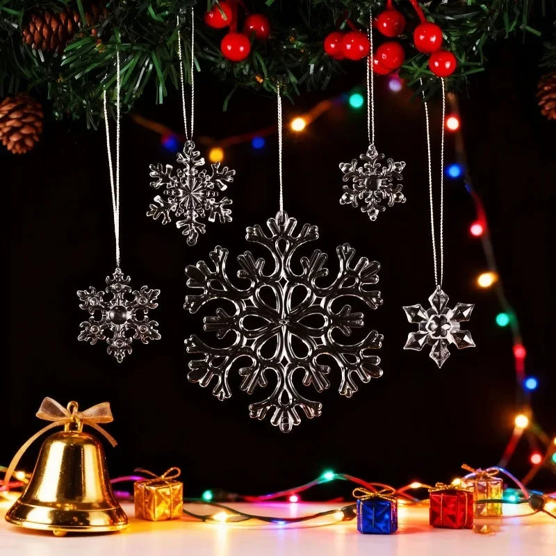 5PCS Transparent Plastic Christmas Snowflake Ornaments | Indoor & Outdoor
