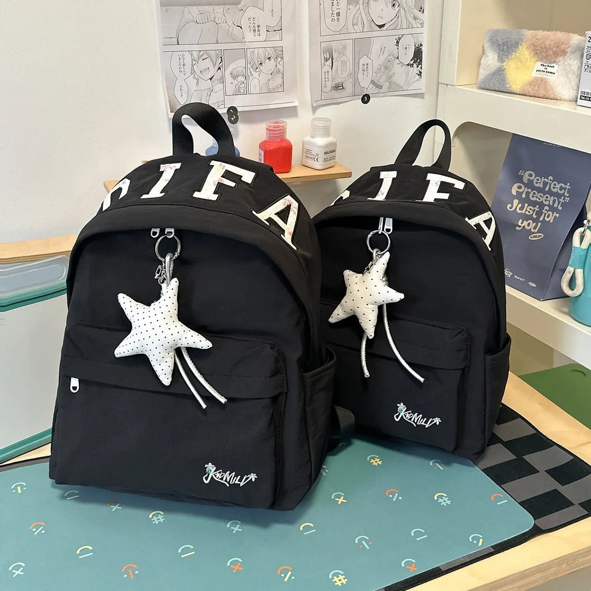 Korean Vintage Embroidered Letter Backpack – Unisex Student