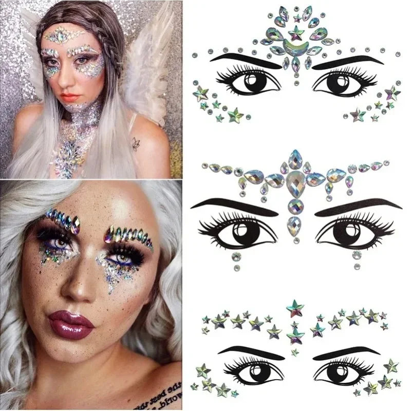 3D Crystal Rhinestone Face Stickers – Festival & Masquerade