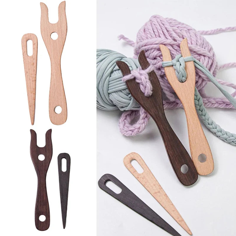 Bamboo Knitting Fork & Large Eye Needle Kit – 2-Piece Set
