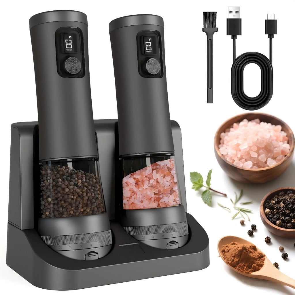CLITON Electric Salt & Pepper Grinder Set with LED – 2 Pack