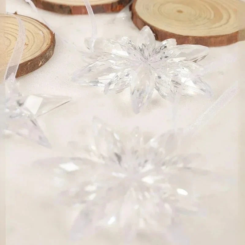 10-Pack Clear Acrylic Snowflake Christmas Ornaments | Xmas Decor