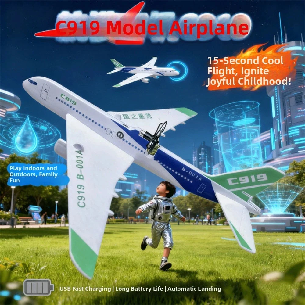 C919 Electric Foam Glider Plane Model – USB Rechargeable Toy