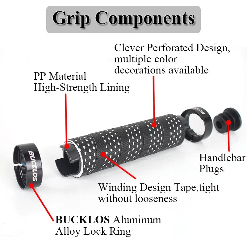 BUCKLOS MTB Bike Handlebar Grips – Aluminum Double Lock-On