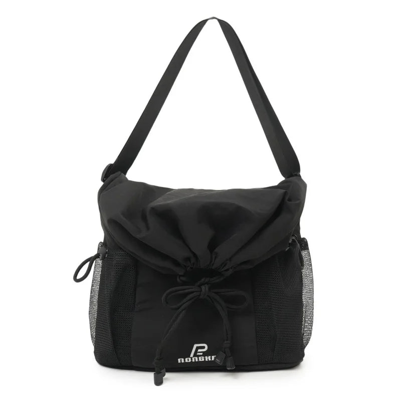 Nixie Drawstring Crossbody Bucket Bag – Large Capacity Nylon