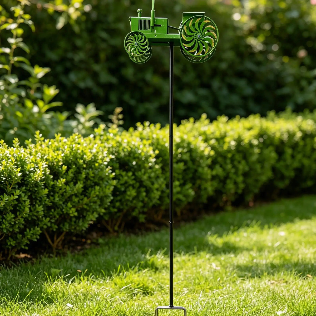Metal Tractor Wind Spinner | Outdoor Garden Windmill Stake Decor