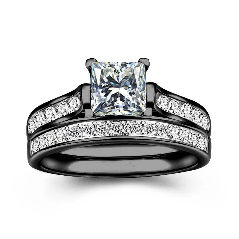 Women's Silver-Plated Bridal Ring Set | Sizes 6–10
