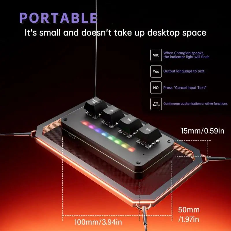 USB-C 4-Button Productivity Keypad with Light Bar | Dictation