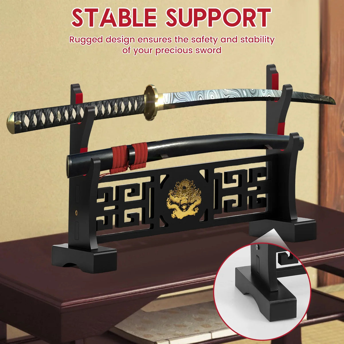 Wooden 2-Tier Katana Sword Display Stand – Samurai Holder