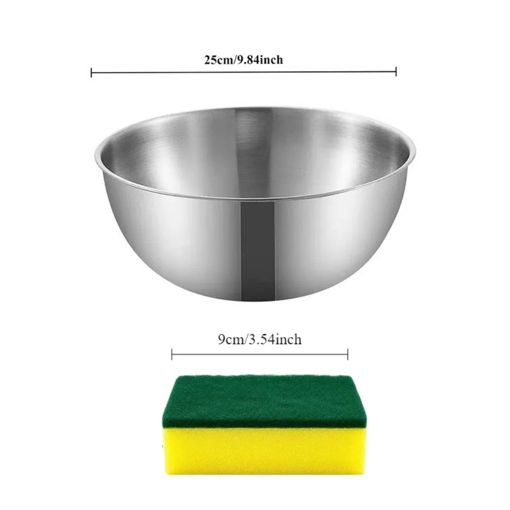 Stainless Steel Mixing Bowl & Sponge Set – Stackable Kitchen Bowl