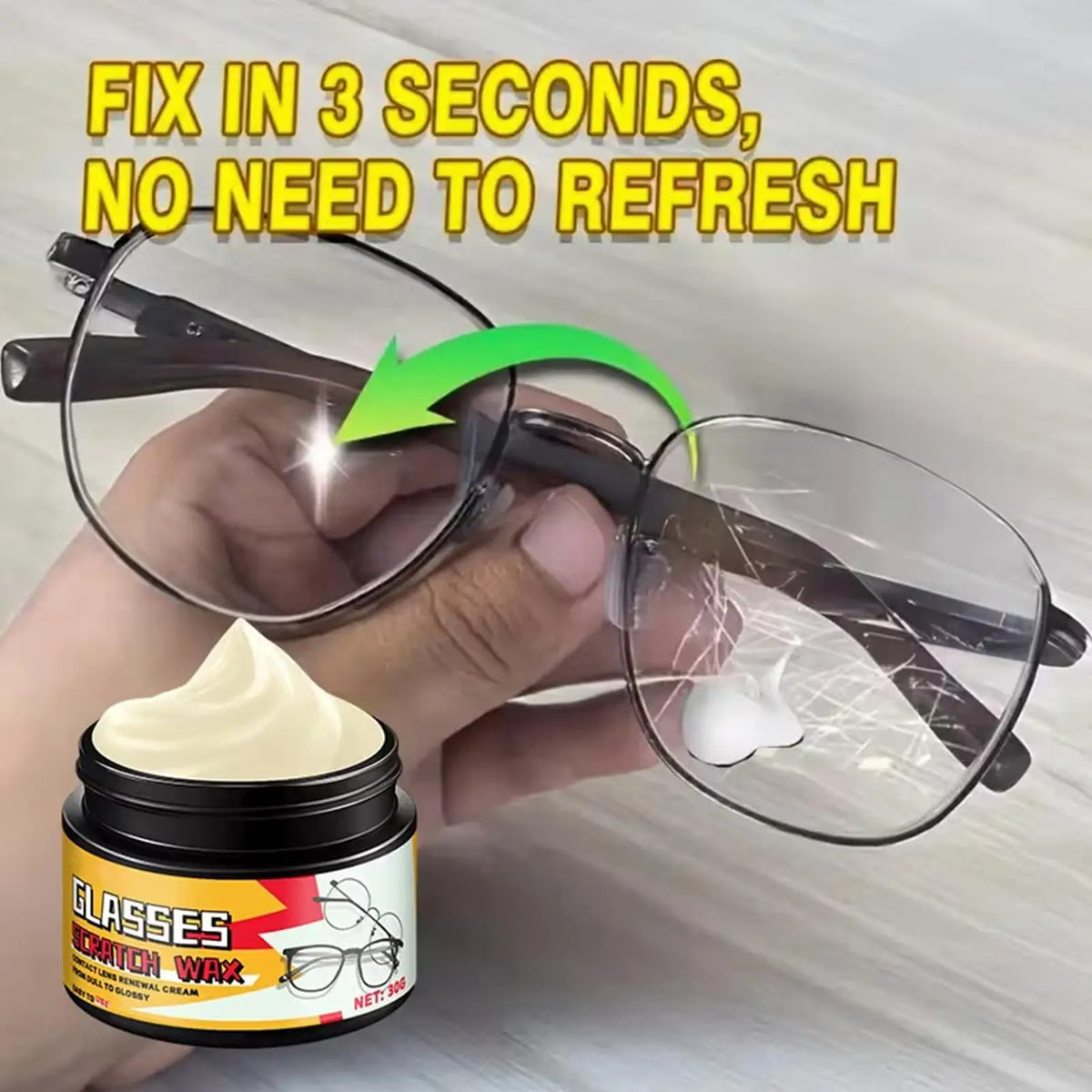 Eyeglass Scratch Remover Lens Polish Wax 30g + Sponge