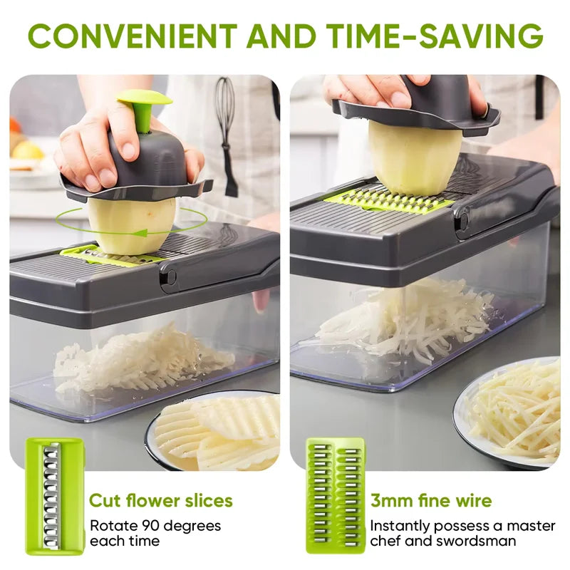 16-Piece Vegetable Chopper Slicer Dicer & Grater Kitchen Set