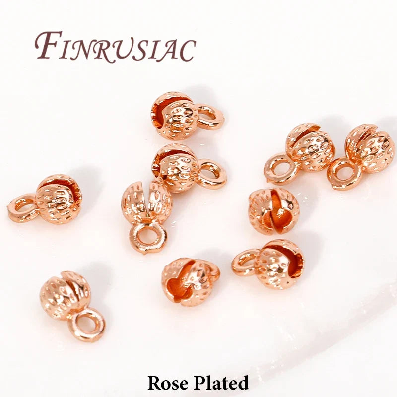18K Gold Plated Brass Clam Shell Bead Tip Cord Ends 4/5.5mm