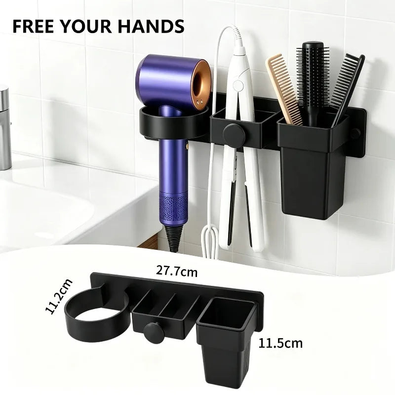 Wall Mount Hair Dryer Holder & Styling Tools Organizer Rack