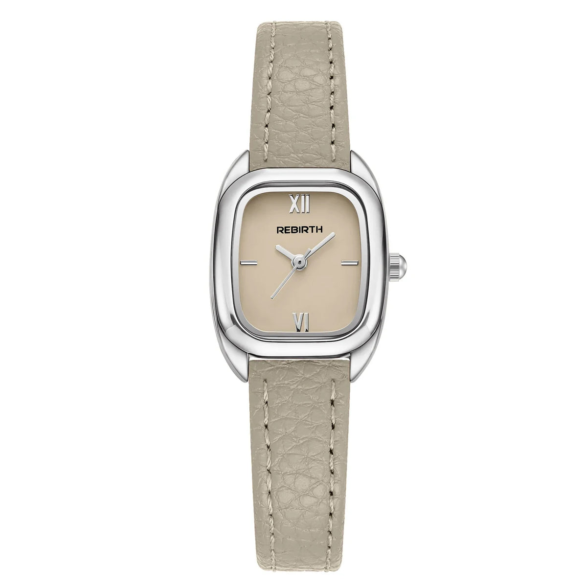 REBIRTH Square Women's Quartz Watch | Brown Leather Strap
