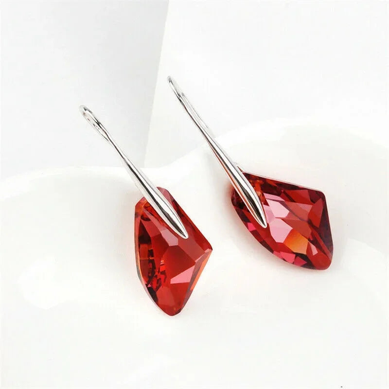 Women's Silver Crystal Teardrop Hook Drop Earrings | Gift