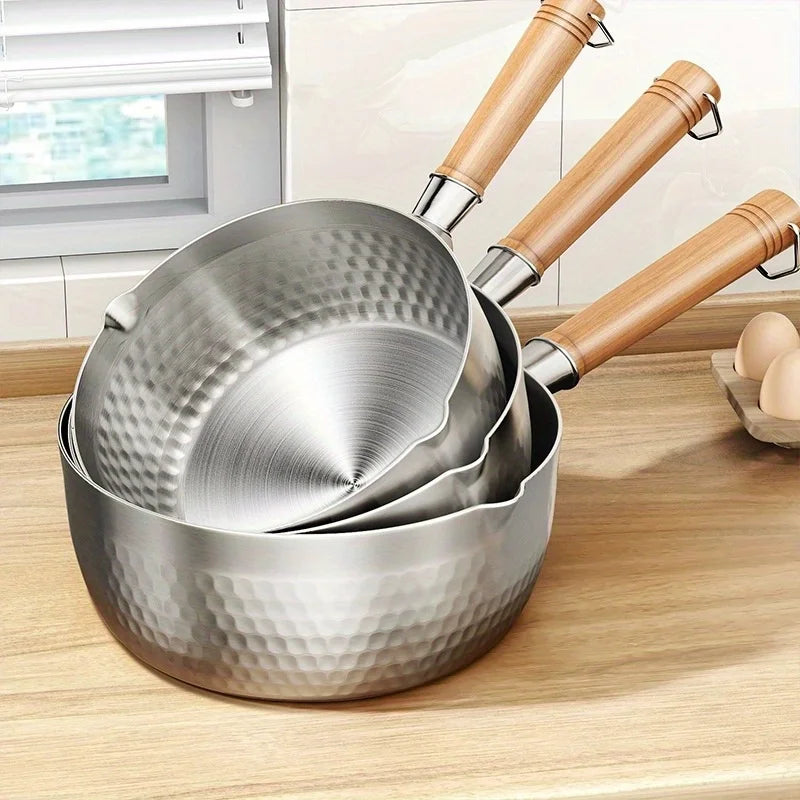Nixie Nonstick Stainless Steel Saucepan with Wooden Handle