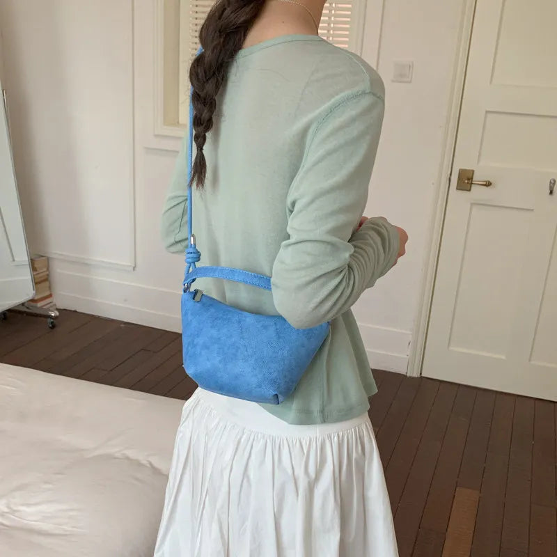 Nixie Vintage Suede Dumpling Crossbody Bag | Korean Style