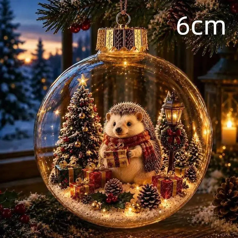 LED Luminous Christmas Crystal Ball Ornament – Santa & Snowman