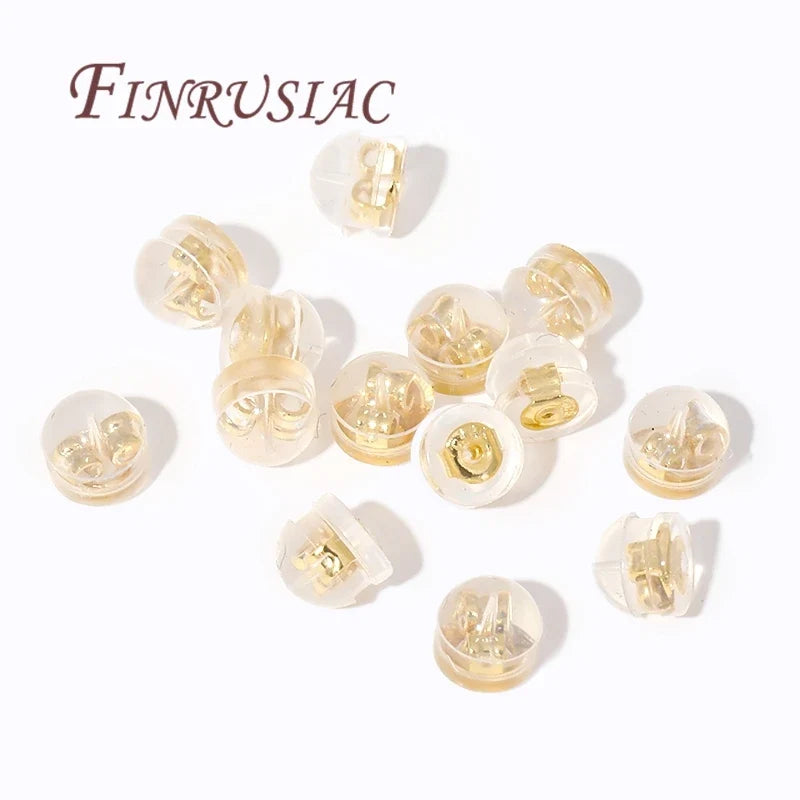 18K Gold Plated Silicone Earring Backs for Studs | 10/30/50 Pcs