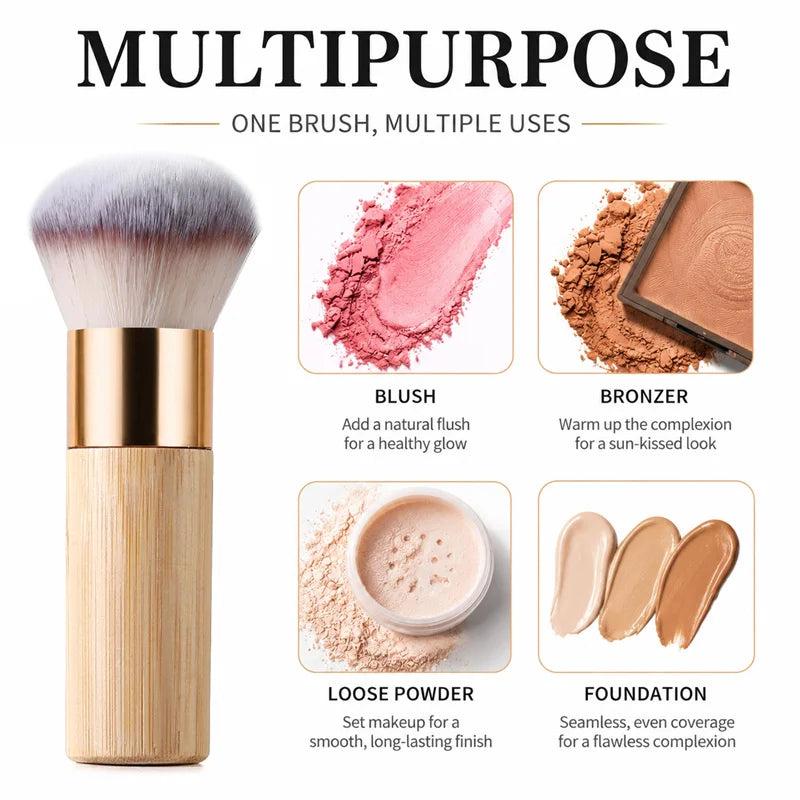 Flat Makeup Brush – Bamboo Handle & Soft Synthetic Bristles