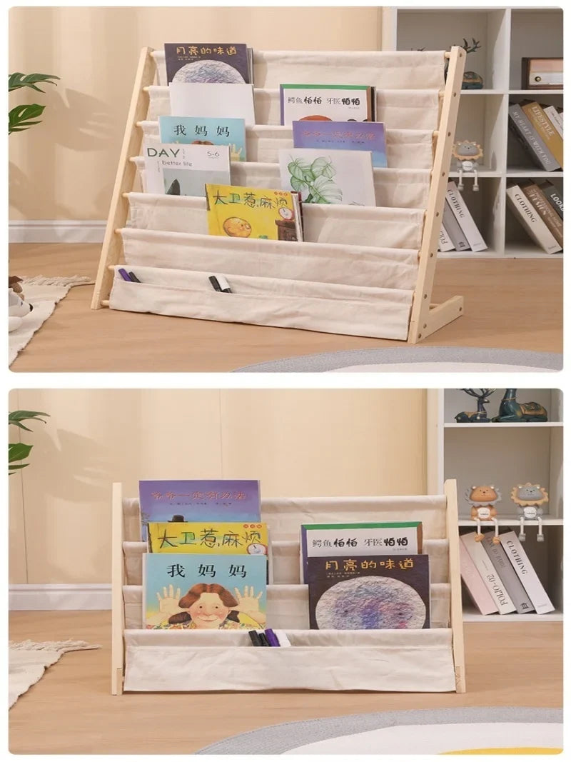 Solid Wood Floor-to-Ceiling Bookshelf – Kids Multi-Layer Rack